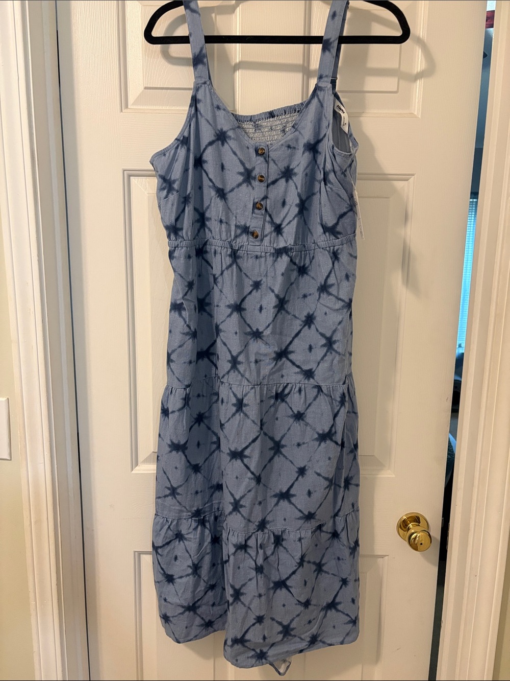 Sonoma Blue Tie-Dye Button-Front Tiered Sundress